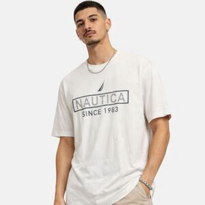 NWT Nautica T-Shirt Men's Size XXL Big & Tall White Minimalist Travel Vacation